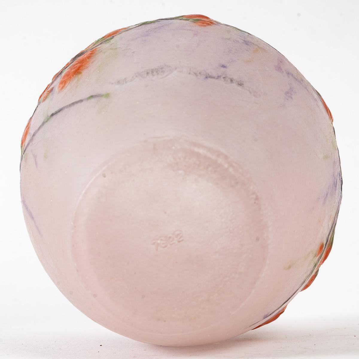 1920 Gabriel Argy Rousseau Vase Fleurs De Pêchers Glas Pate De Verre (Französisch)