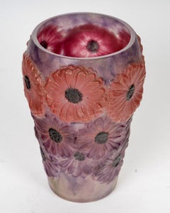 1920 Gabriel Argy-Rousseau - Vase Soucis Verre Pate De Verre