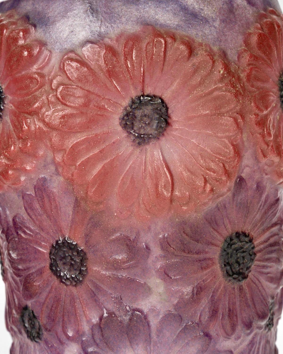 French 1920 Gabriel Argy Rousseau - Vase Soucis Glass Pate De Verre For Sale