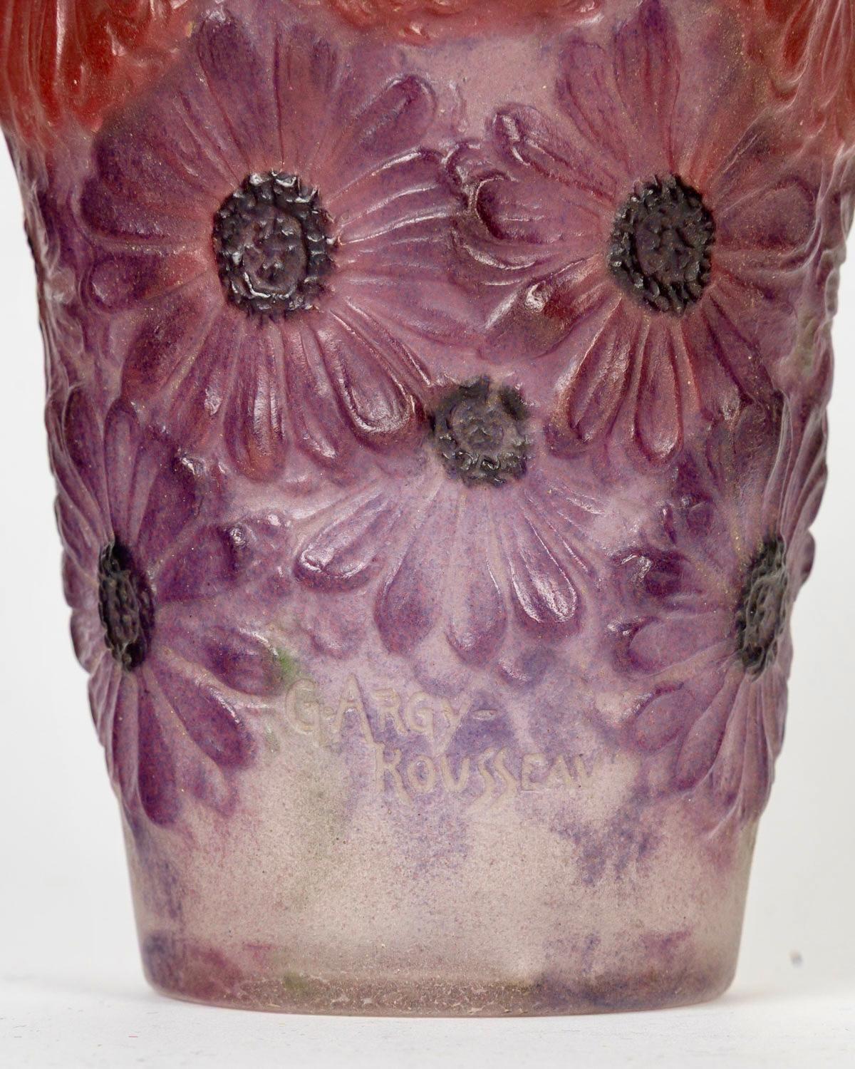 Molded 1920 Gabriel Argy Rousseau - Vase Soucis Glass Pate De Verre For Sale