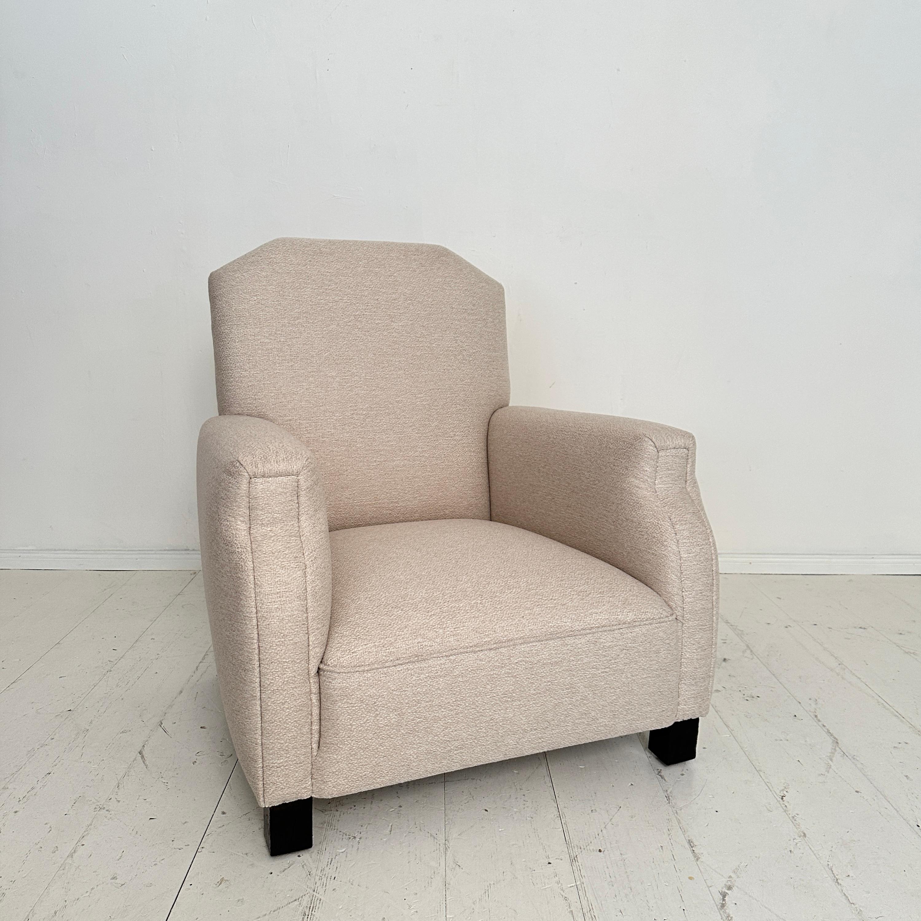 Fauteuil Art déco allemand des années 1920, retapissé en tissu blanc, Berlin, années 1920 en vente 9