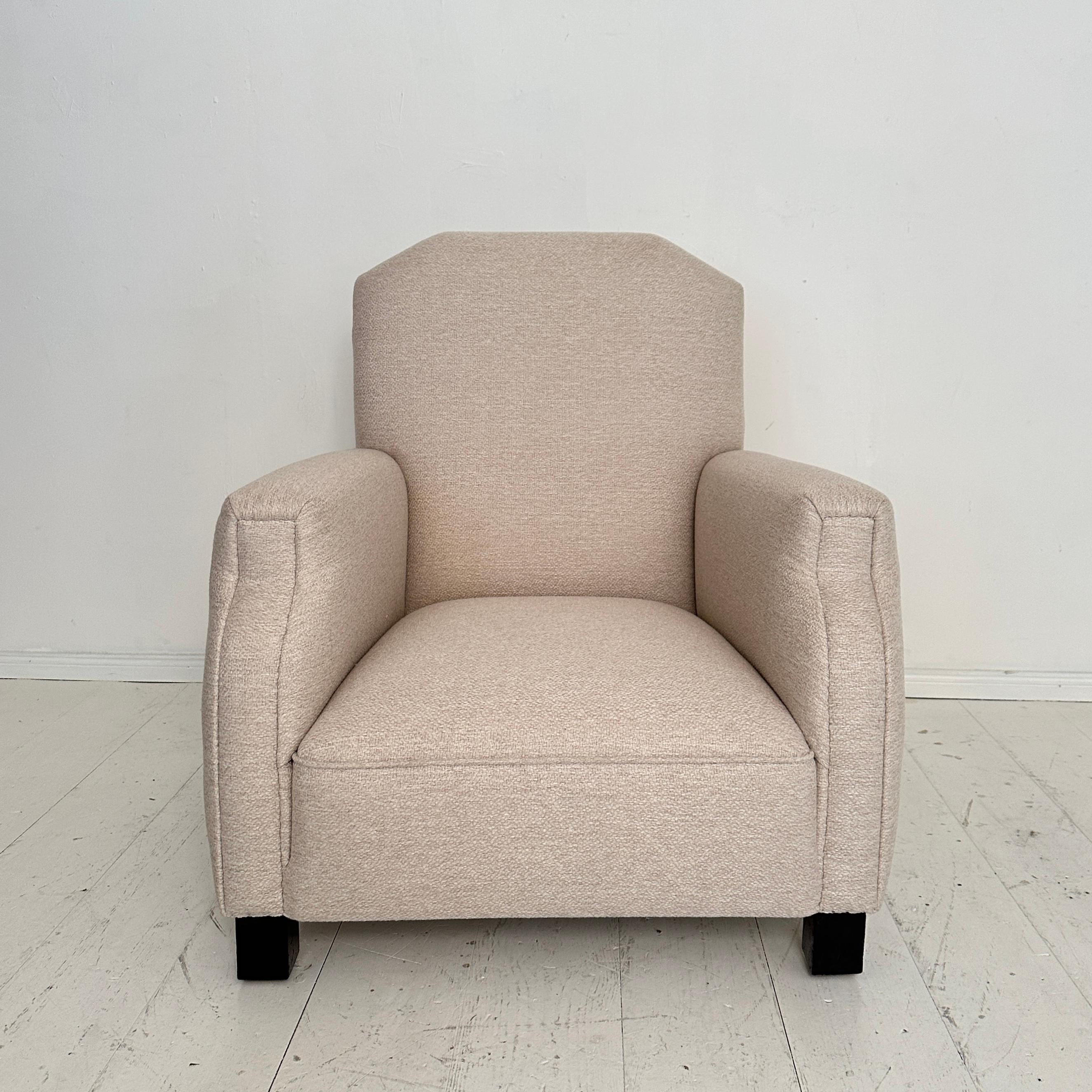 Fauteuil Art déco allemand des années 1920, retapissé en tissu blanc, Berlin, années 1920 en vente 10