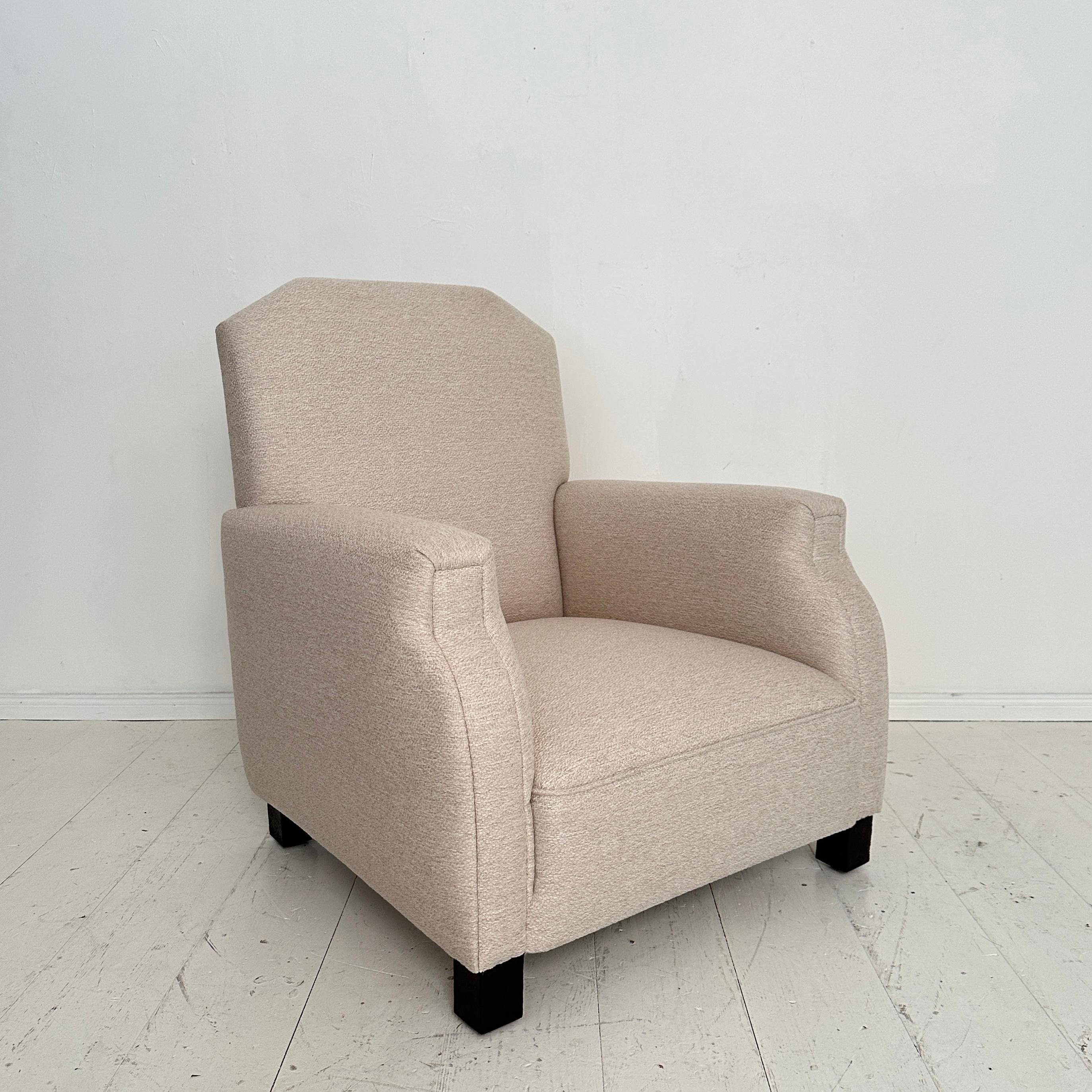 Fauteuil Art déco allemand des années 1920, retapissé en tissu blanc, Berlin, années 1920 en vente 11