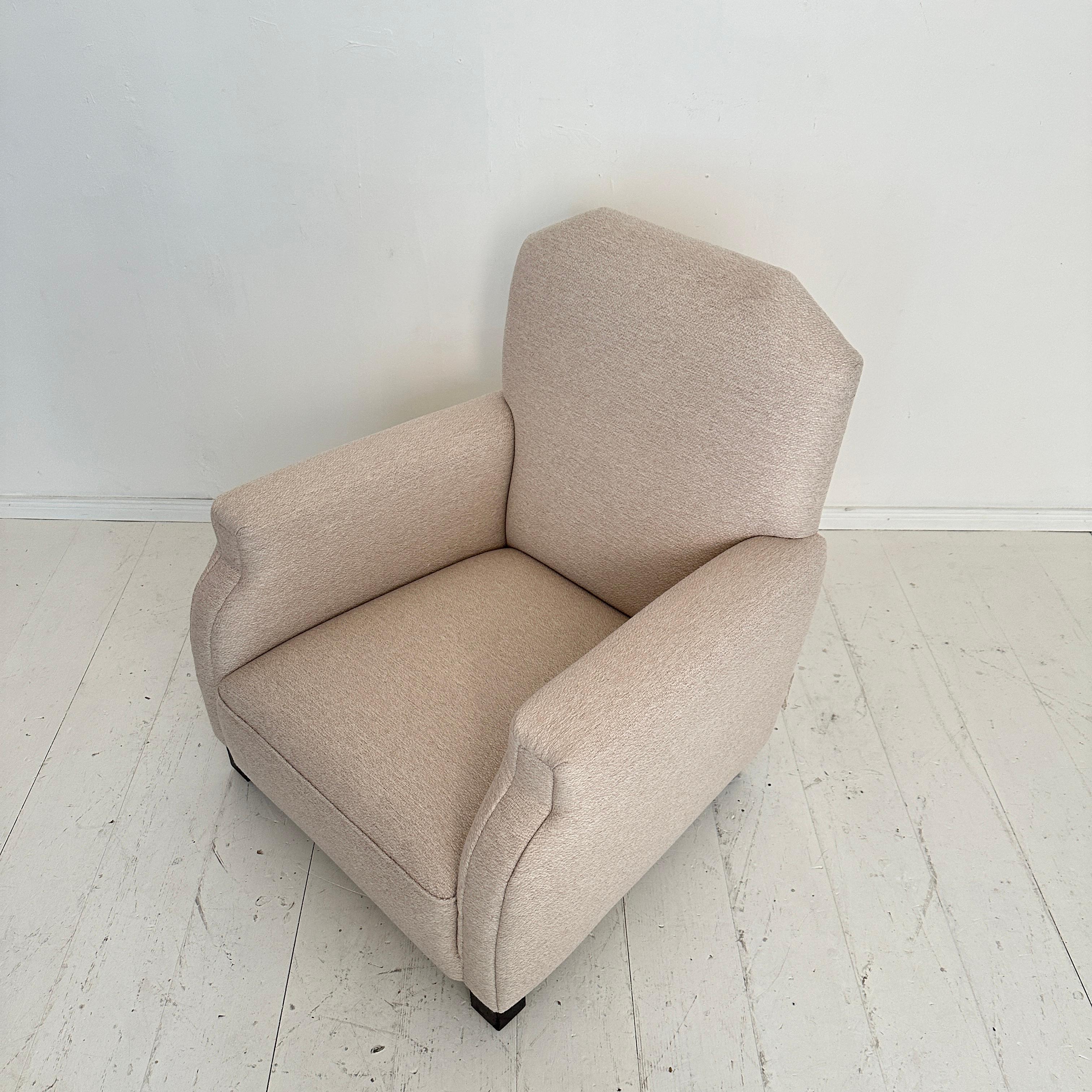 Fauteuil Art déco allemand des années 1920, retapissé en tissu blanc, Berlin, années 1920 en vente 13