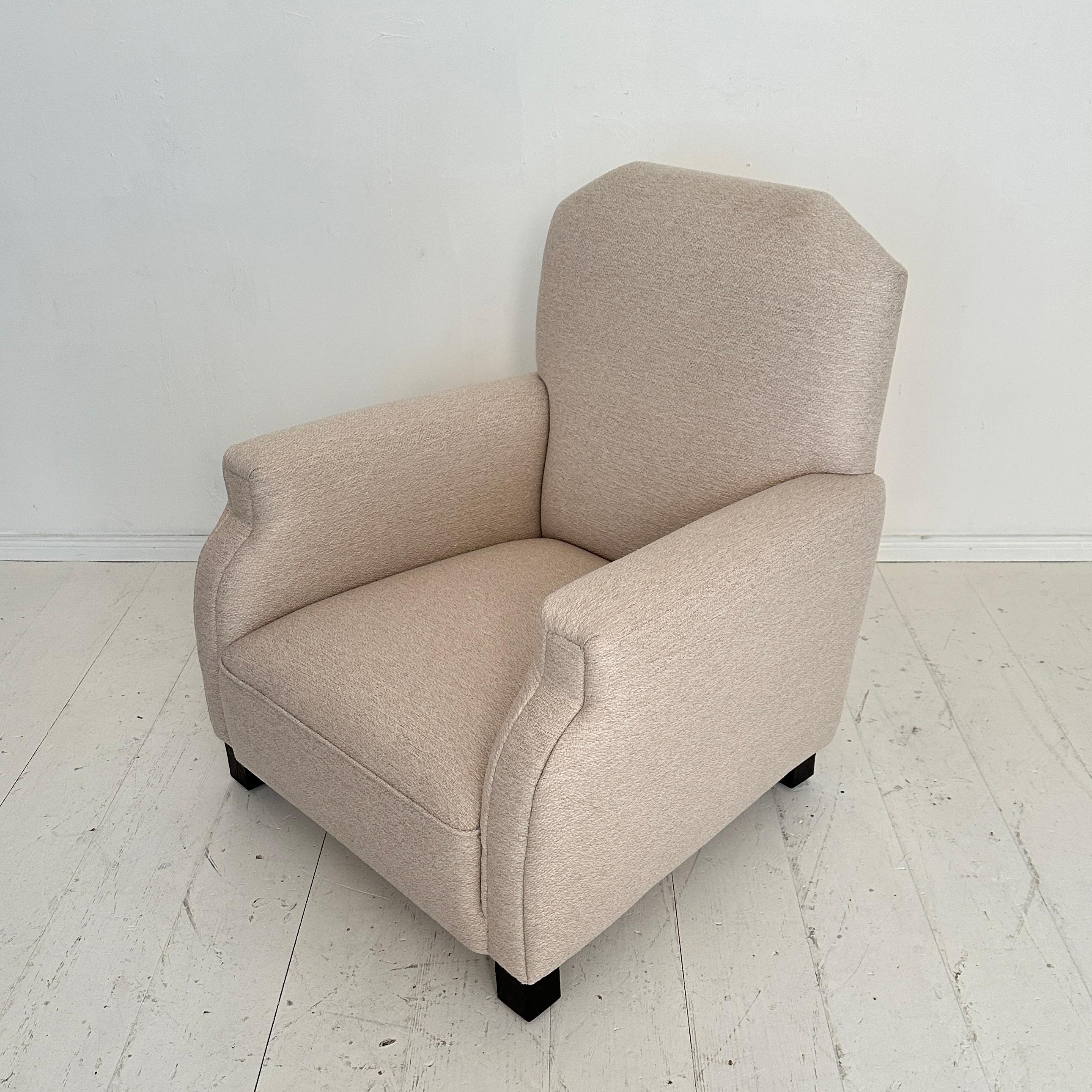 Fauteuil Art déco allemand des années 1920, retapissé en tissu blanc, Berlin, années 1920 en vente 14