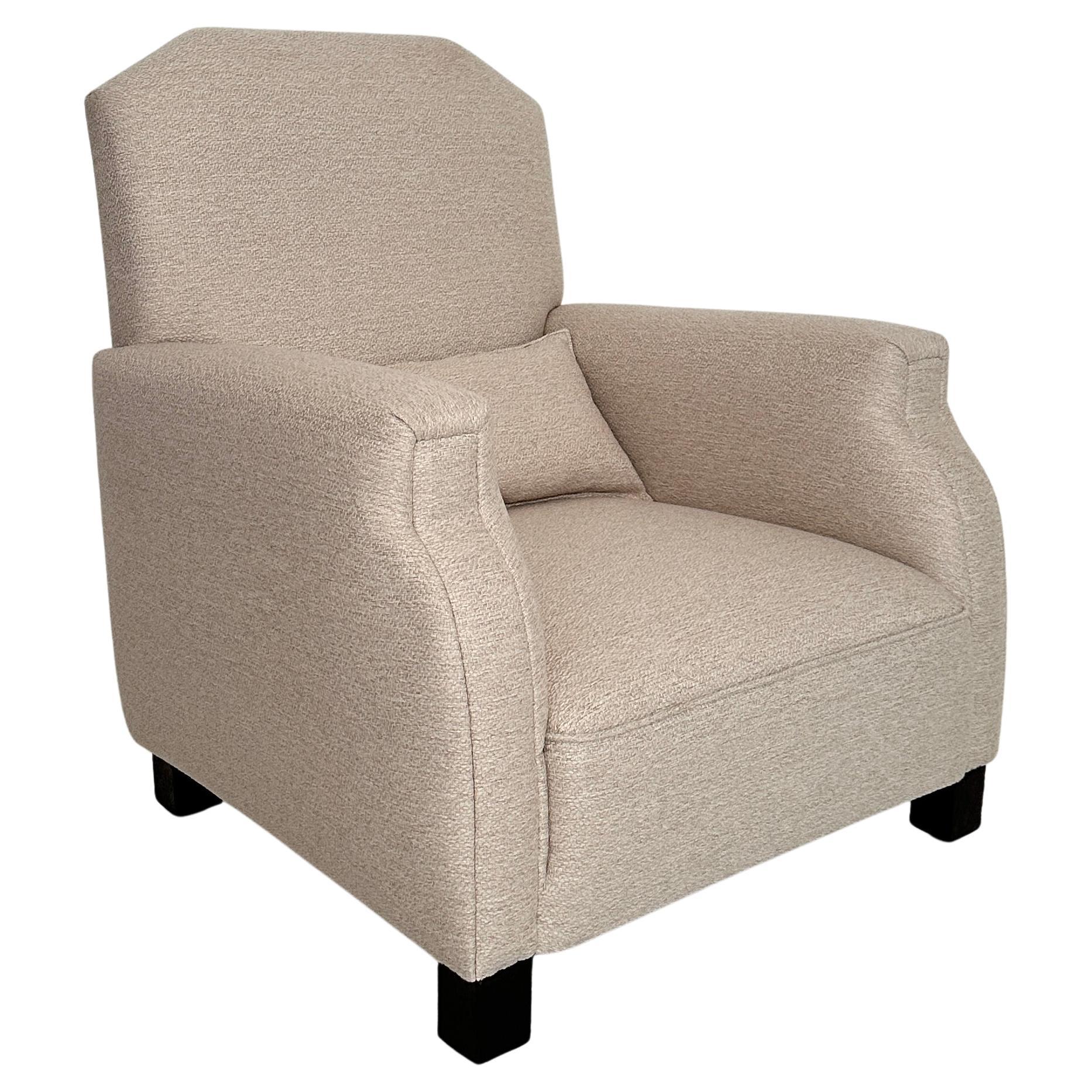 1920 German Art Deco Armchair Re-Upholstered in White Fabric, Berlin, 1920s