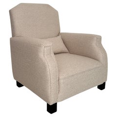 1920 German Art Deco Armchair Re-Upholstered in White Fabric, Berlin, 1920s