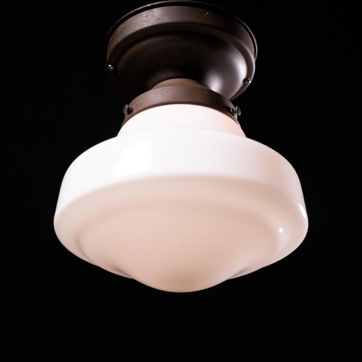 American 1920 group of milk glass flush mount lights