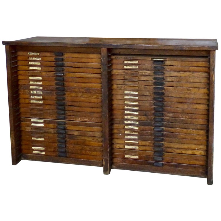 1920 Hamilton Mfg. Co. Oak Printers Typeset at 1stDibs