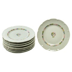 1920 Haviland, Set of 11 Porcelain Celadon Plates Nicole by Suzanne Lalique