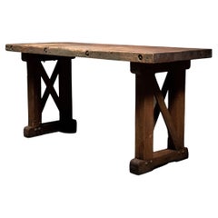 1920 Industrial Solid Wood Work Table Console