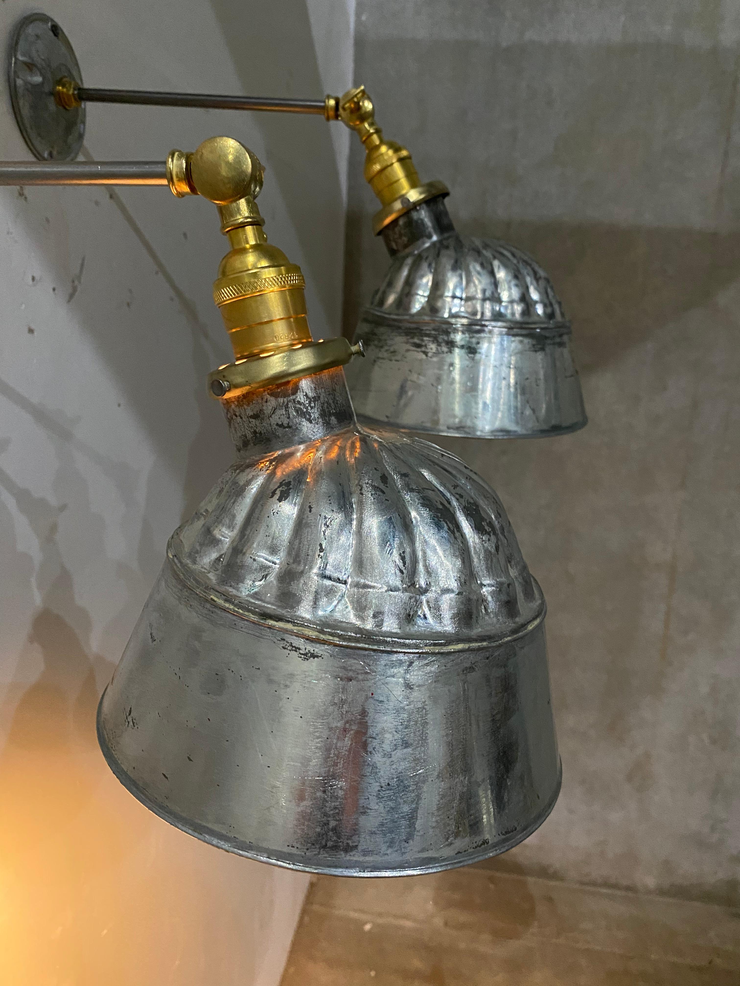1920 IP Frink Metal Articulating Reflector Sconces Lights In Good Condition In Surrey, BC