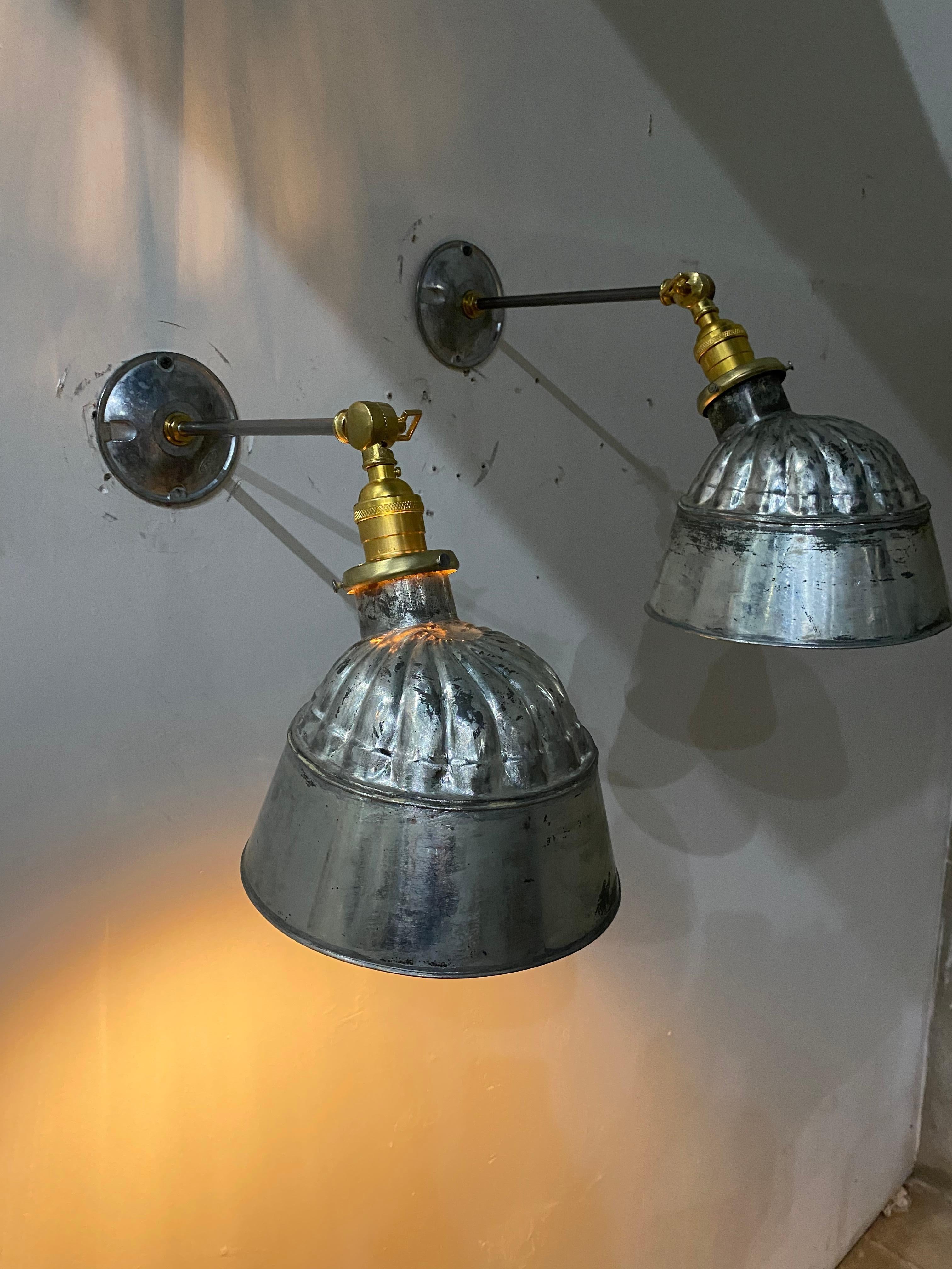 20th Century 1920 IP Frink Metal Articulating Reflector Sconces Lights