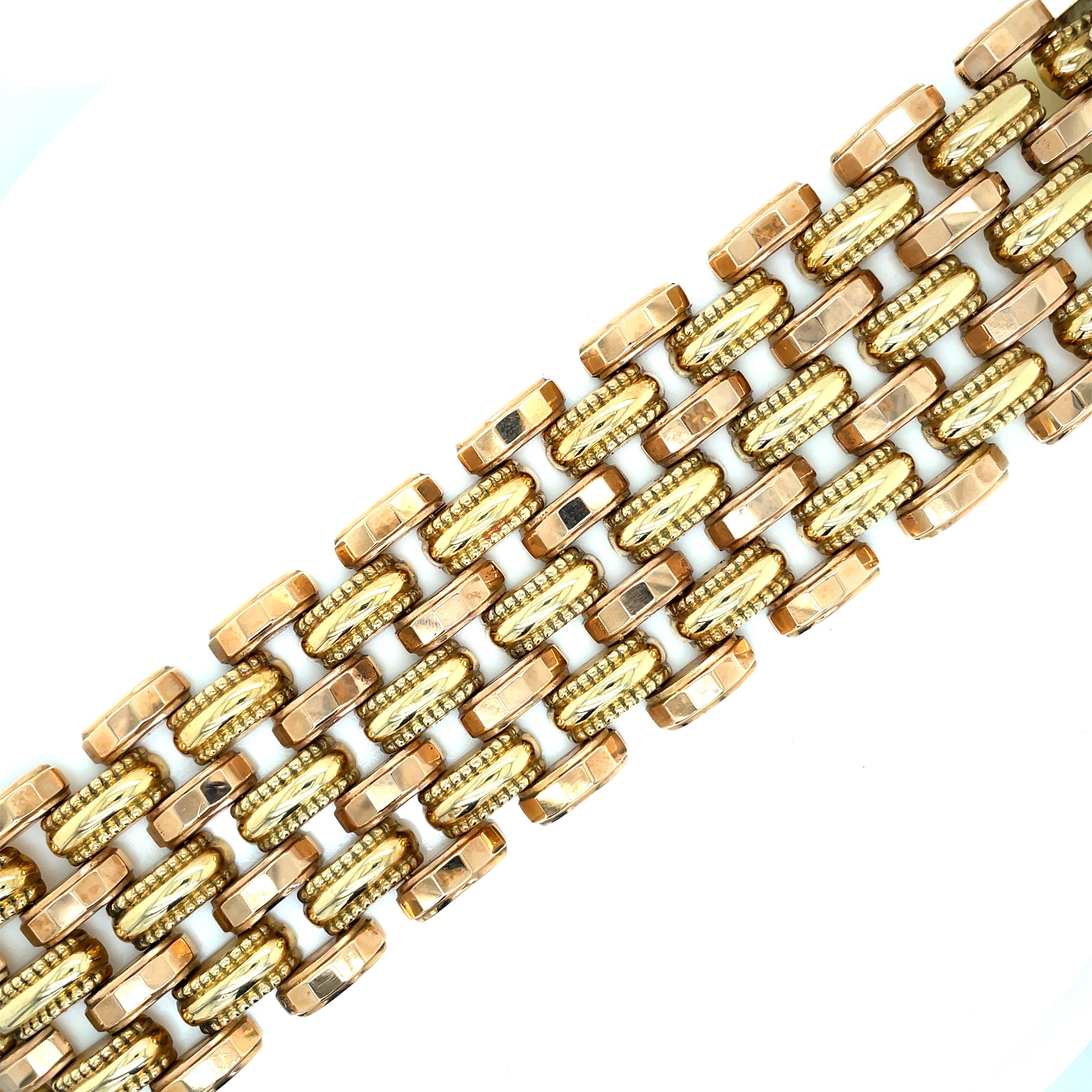 1930 Italienisches zweifarbiges Goldgliederarmband 1