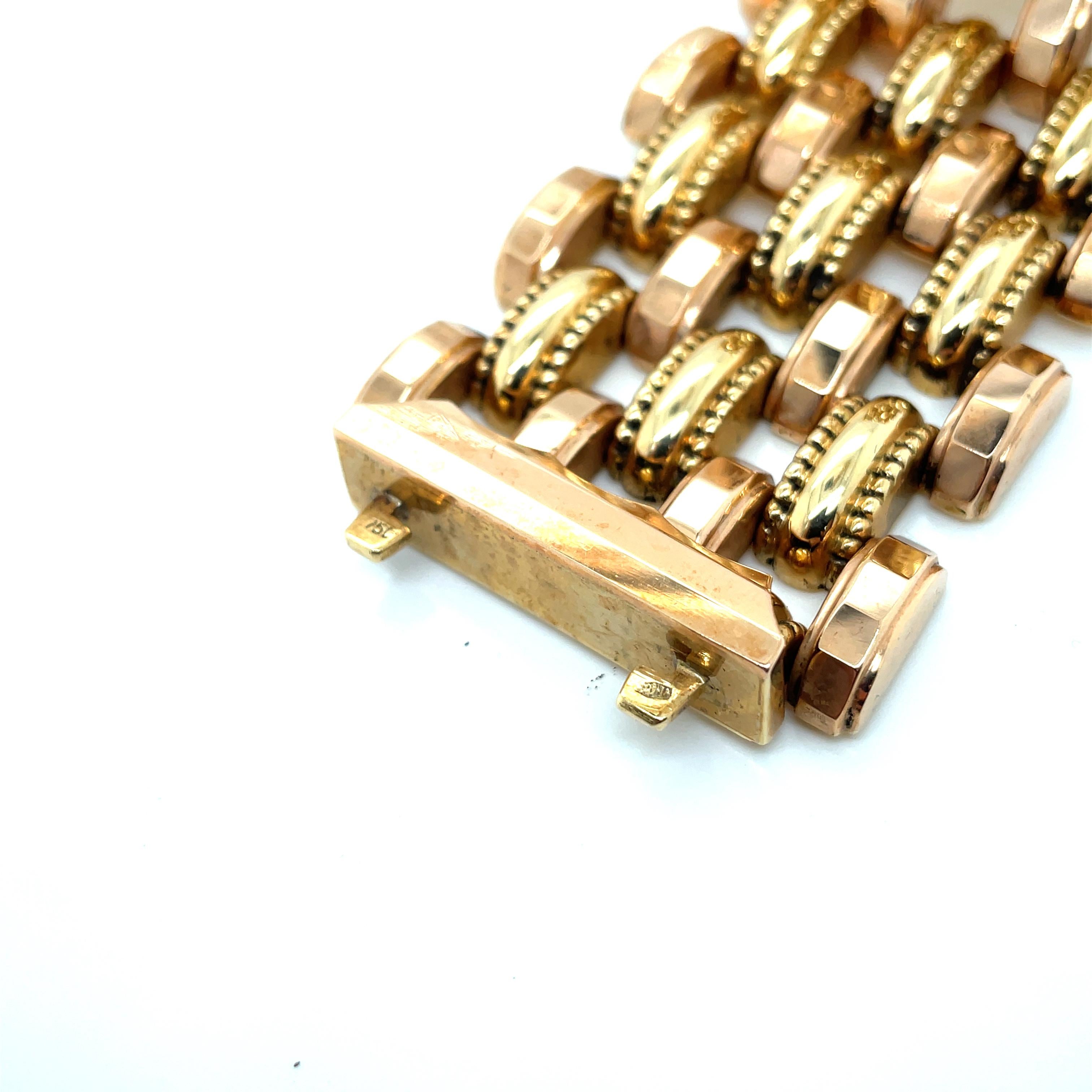 1930 Italienisches zweifarbiges Goldgliederarmband 2