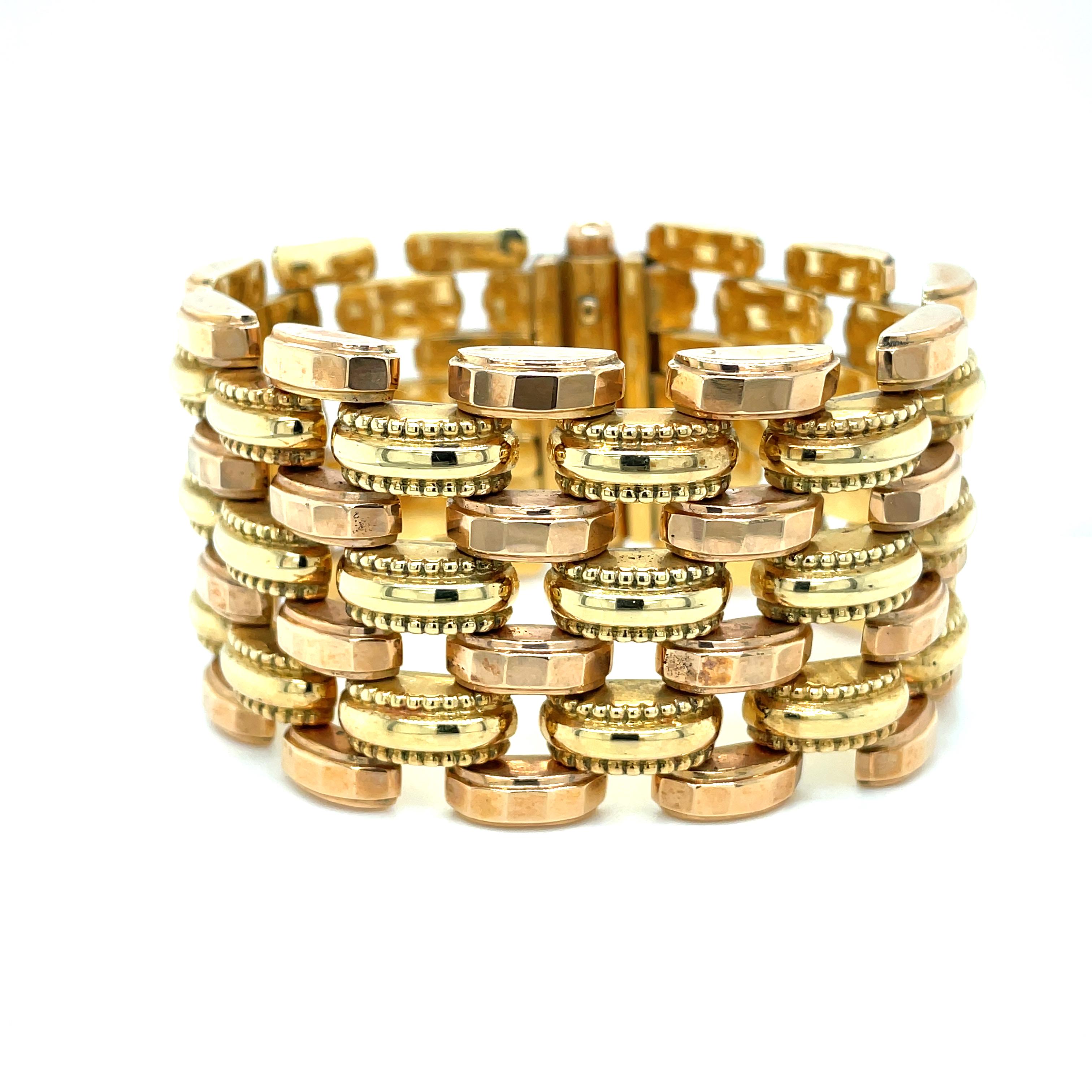 1930 Italienisches zweifarbiges Goldgliederarmband 3