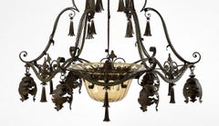 1920 Italienischer schmiedeeiserner Kronleuchter von Carlo Rizzarda
