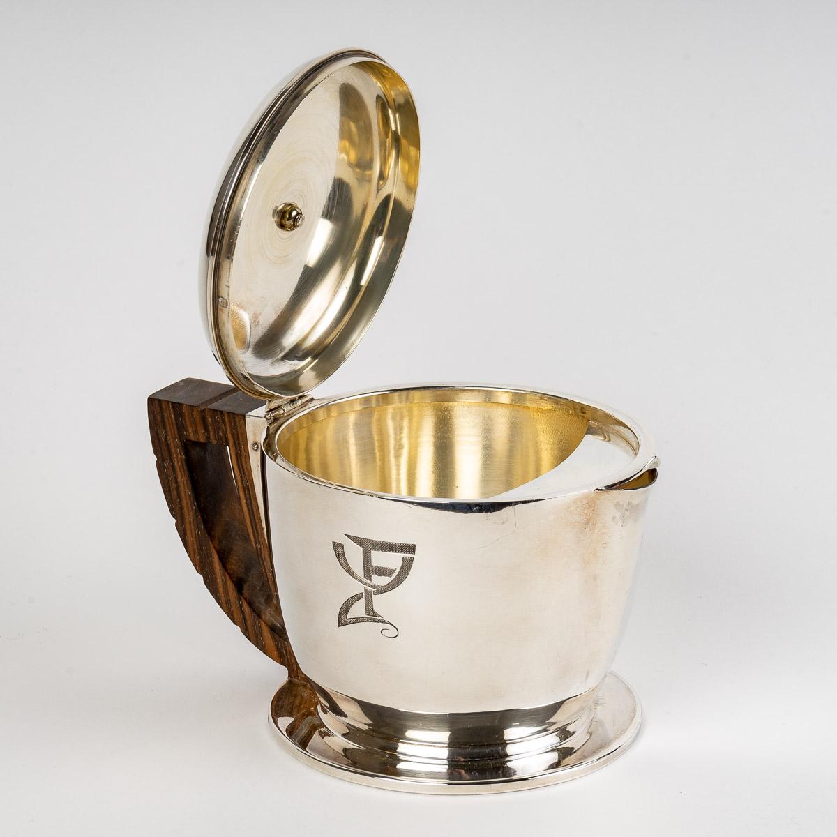 1920 Jean E. Puiforcat, Tea and Coffee Service in Sterling Silver and Macassar 1