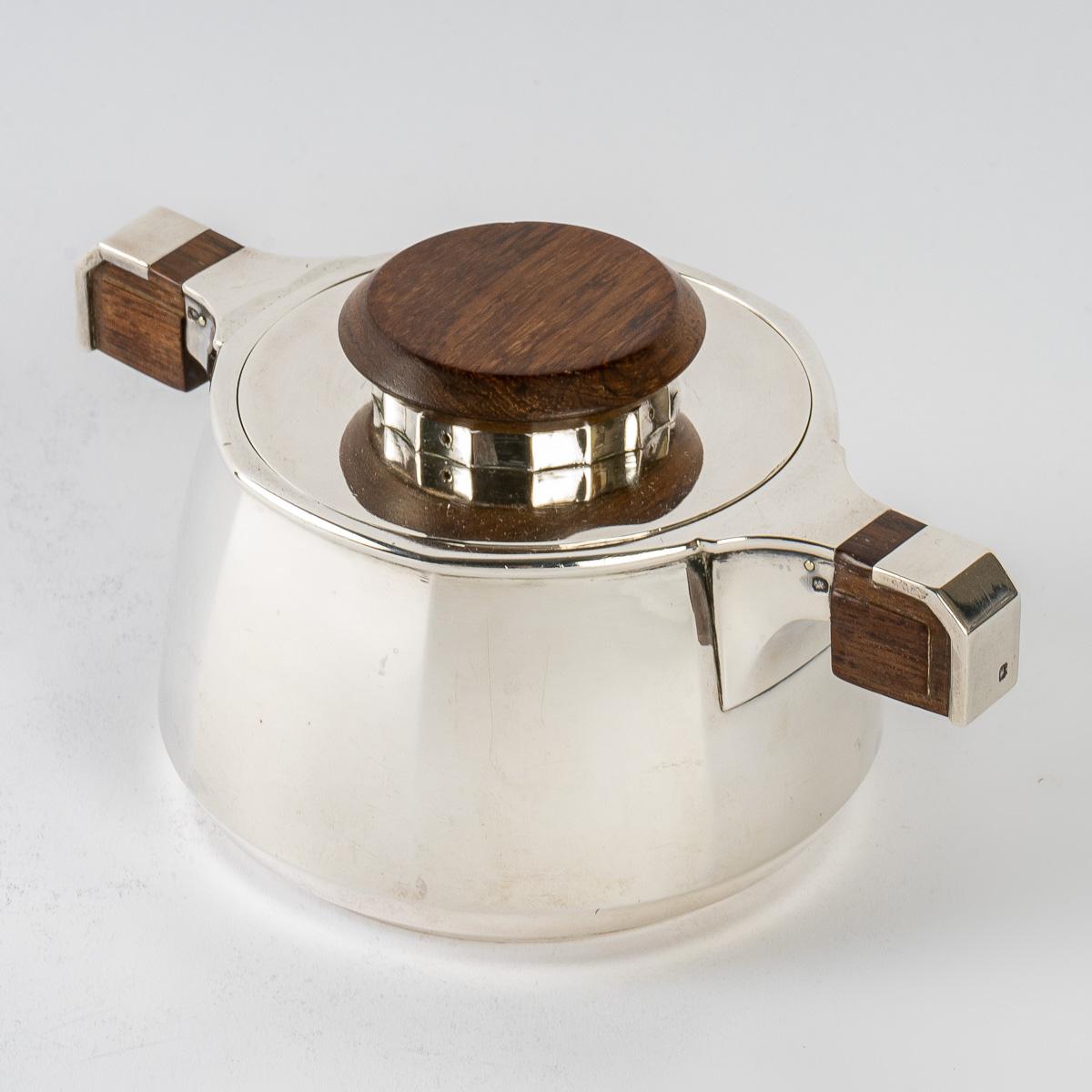1920 Jean E. Puiforcat, Tea and Coffee Set in Sterling Silver and Rosewood 3