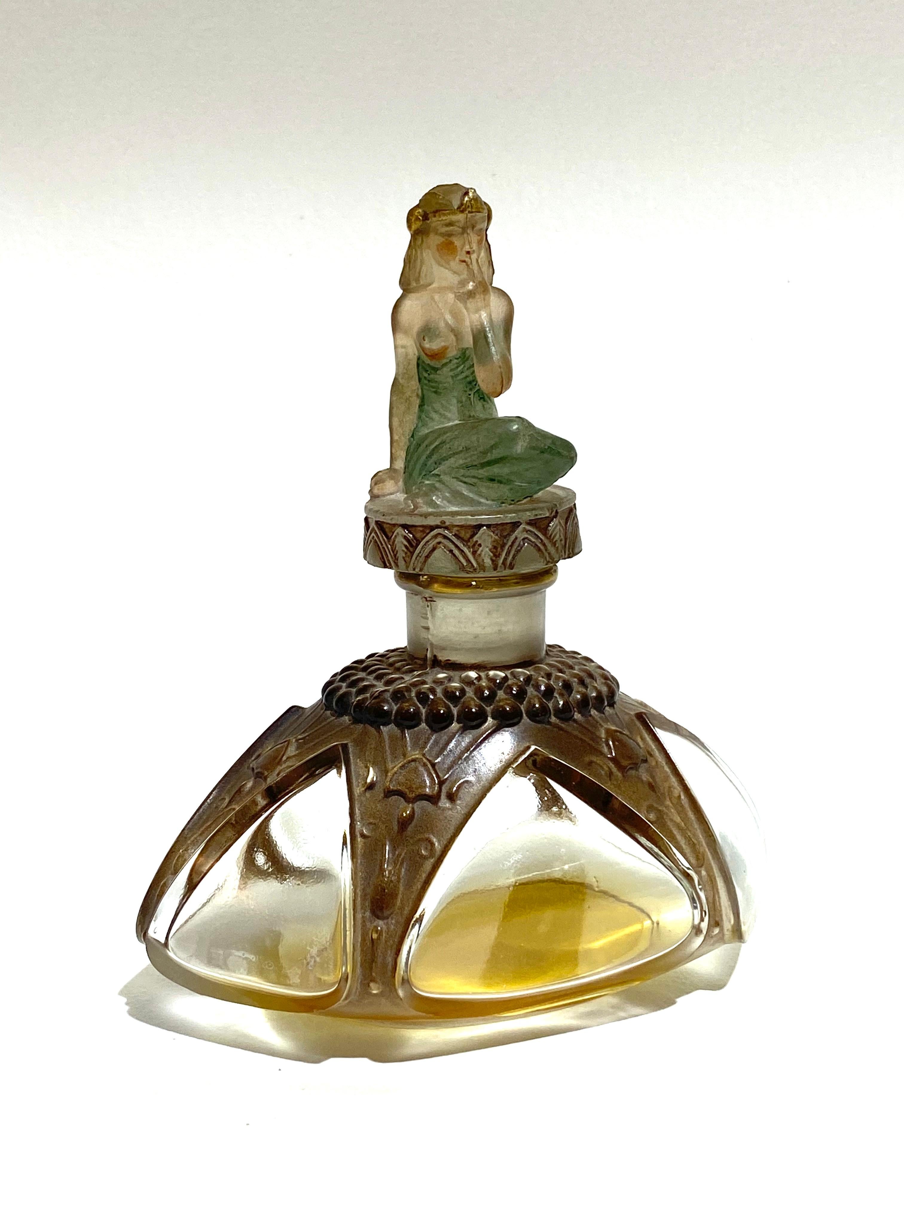 French 1920 Julien Viard Blue Lagoon Perfume Bottle for Dubarry Cleopatra Figure
