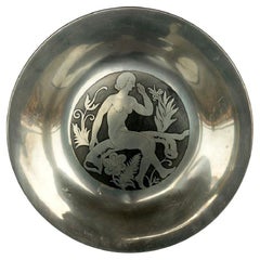 1920 Just Andersen Design Denmark Art Deco Pewter Woman Plate