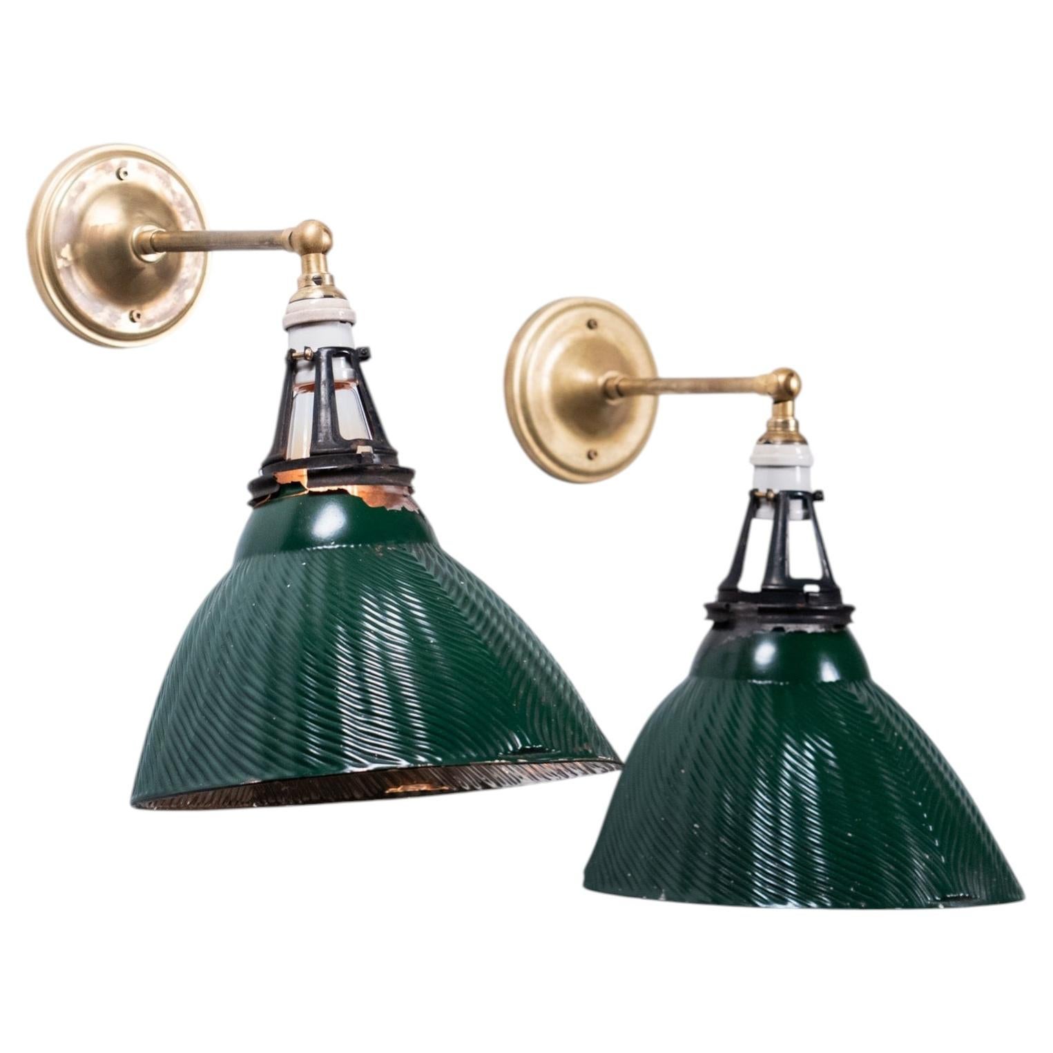 1920 Large Industrial Sconce Lights with Mercury Glass Shades