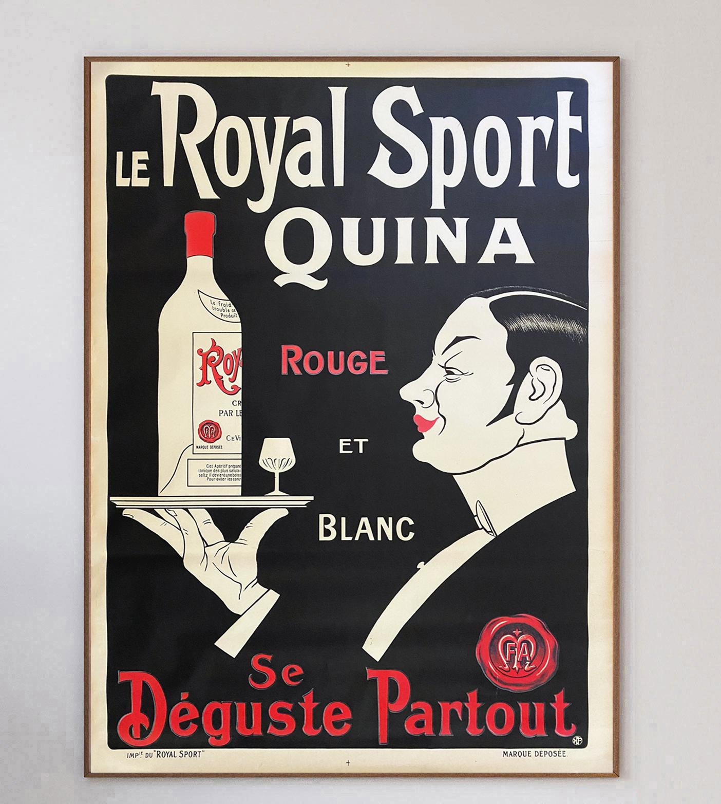 Beautiful poster created for Le Royal Sport Quina in 1920. Reading 