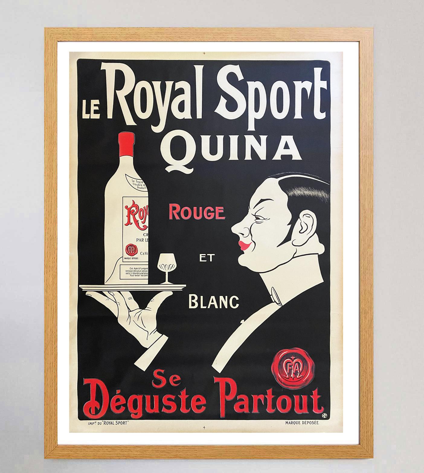 Art déco Affiche vintage d'origine Le Royal Sport Quina, 1920 en vente