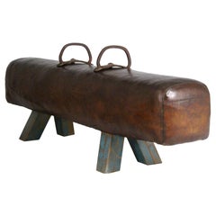 1920s Leather Gym Pommel Horse / Bench