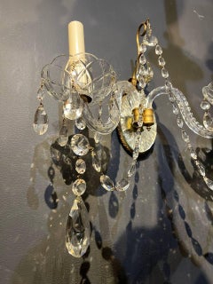 1920 Mirror and Crystal Glass 2 Lights Sconces