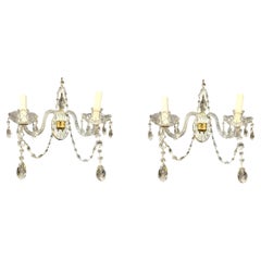1920 Mirror and Crystal Glass 2 Lights Sconces