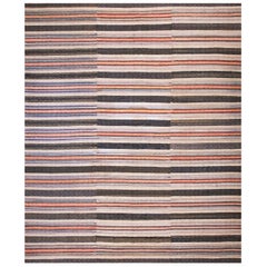 1920 Multicolor Brown Red Blue Stripe Antique American Rag Rug 8
9"×10
6" Carpet