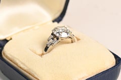 GIA Diamond Engagement Ring. 2ct Old Euro Diamond Geometric Ring Platinum H VVS2