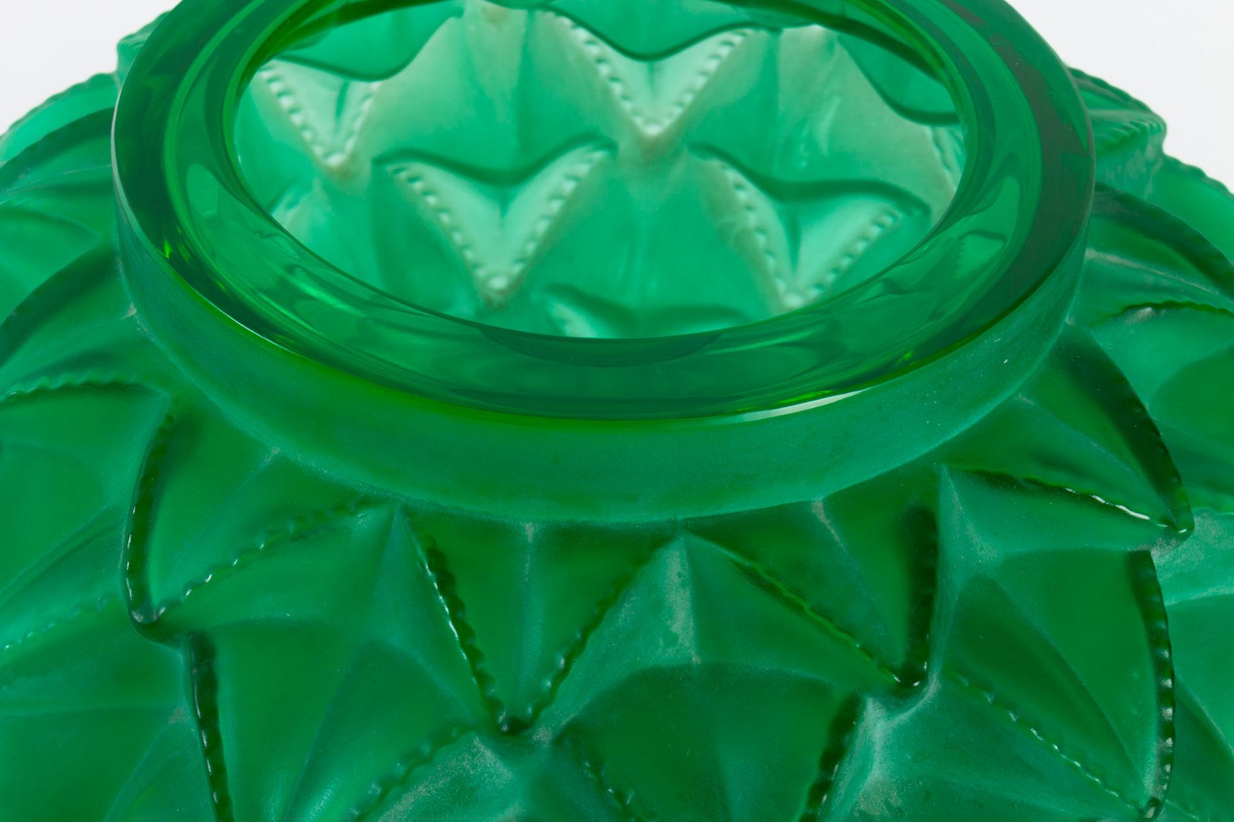 lalique green vase