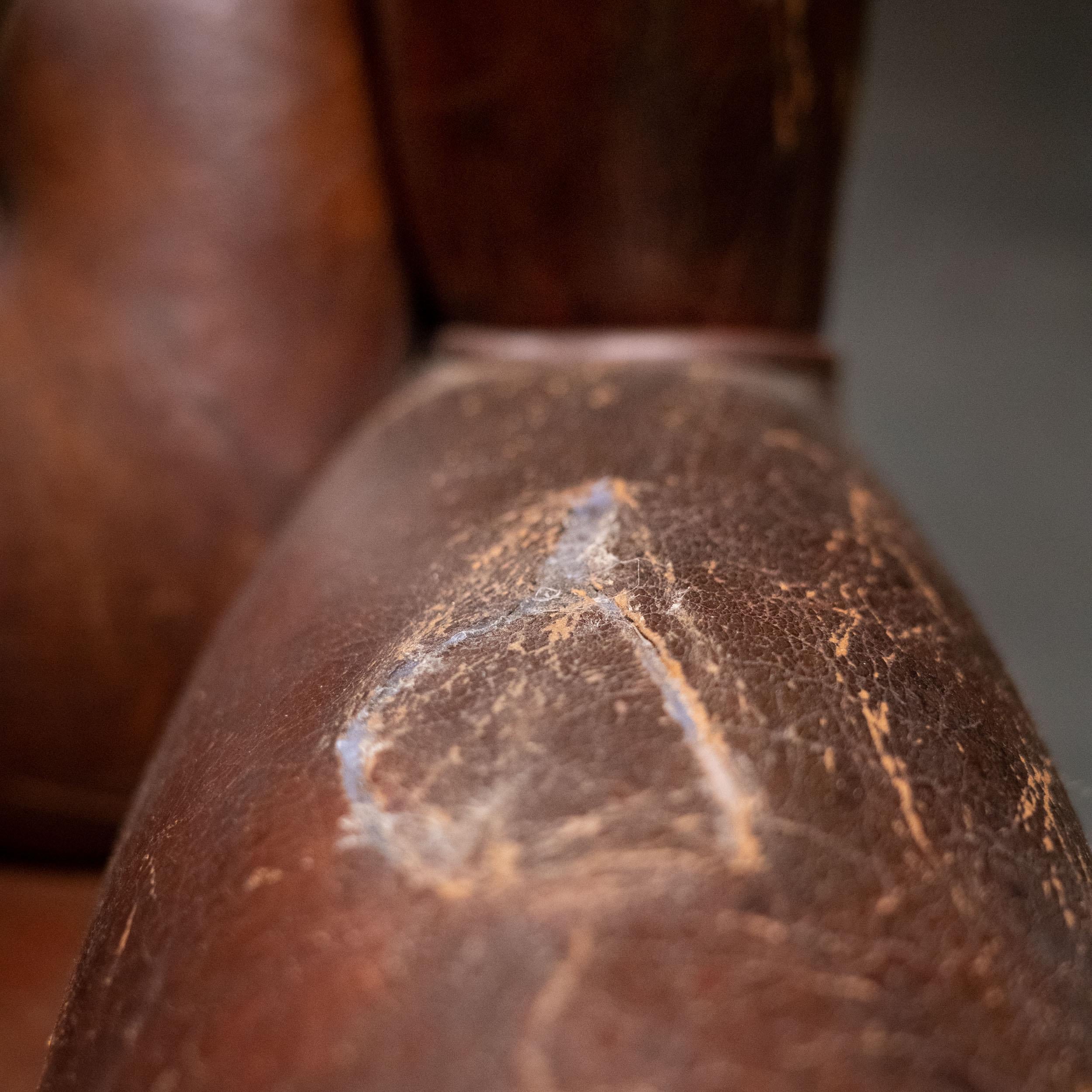1920 Pair of English Leather Tufted Club Chairs at 1stDibs