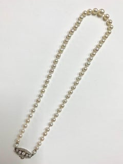 1920 Cultured Pearl and Diamond Necklace in Platinum, GIA Certified.