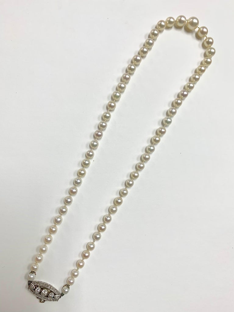 1920 Cultured Pearl and Diamond Necklace in Platinum,GIA Certified. at ...