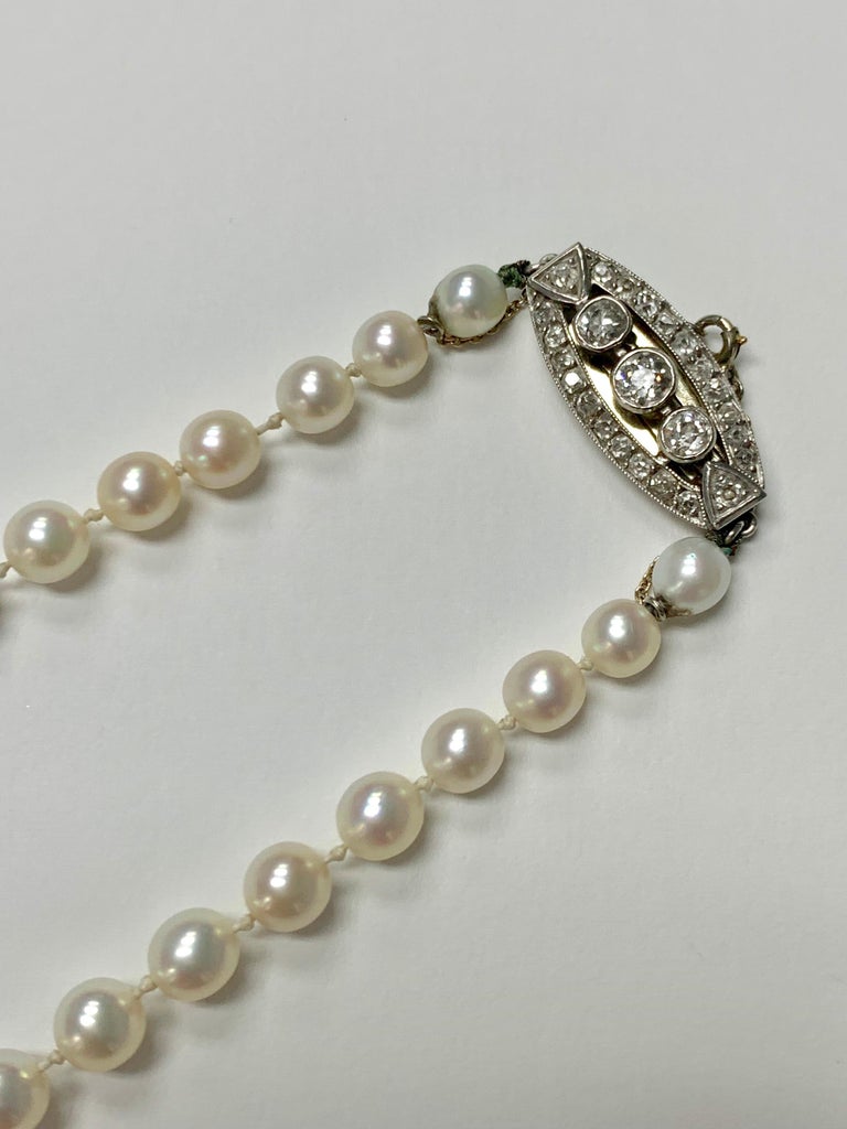 1920 Cultured Pearl and Diamond Necklace in Platinum,GIA Certified. at ...