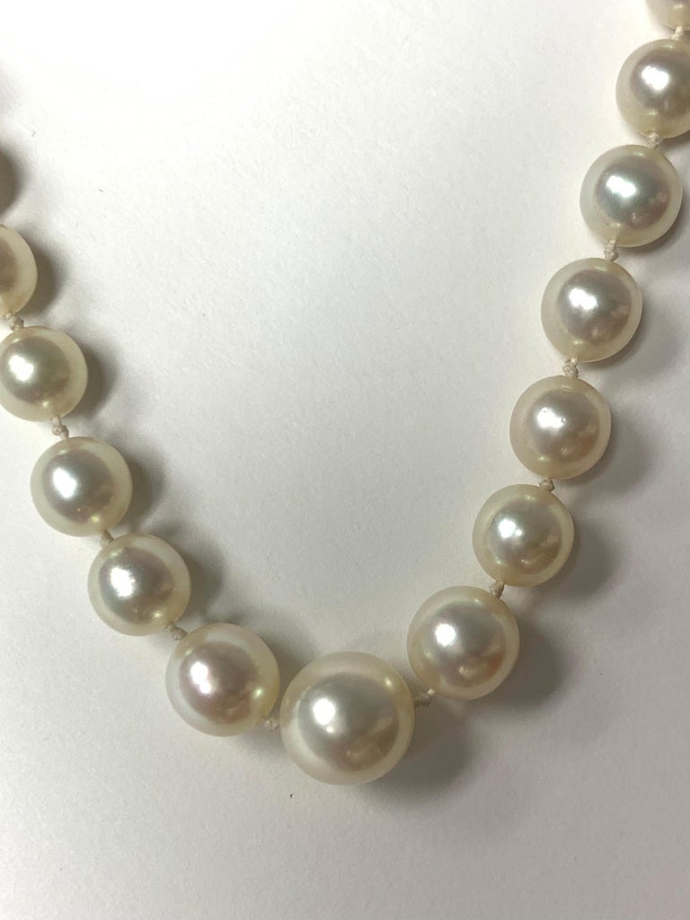 1920 Cultured Pearl and Diamond Necklace in Platinum,GIA Certified. at ...