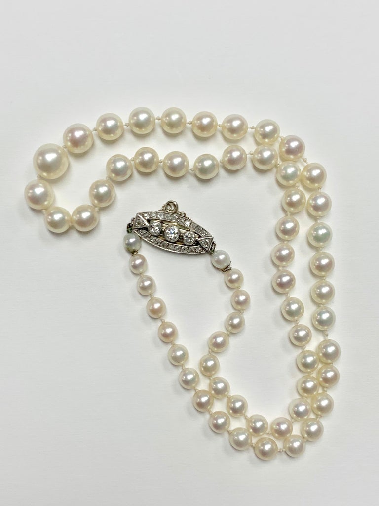 1920 Cultured Pearl and Diamond Necklace in Platinum,GIA Certified. at ...