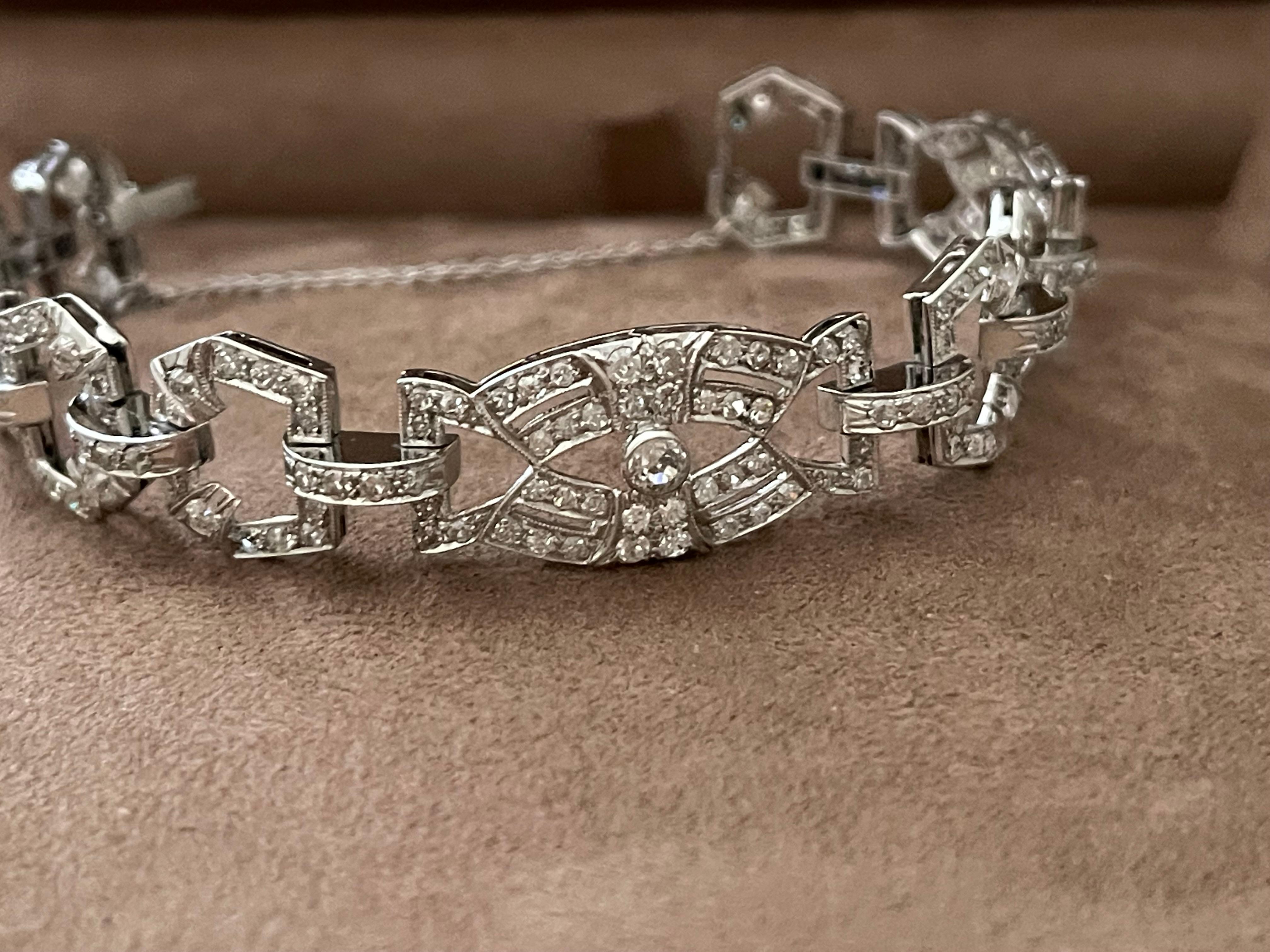 Bracelet Art déco en platine avec diamants, 1920 en vente 6
