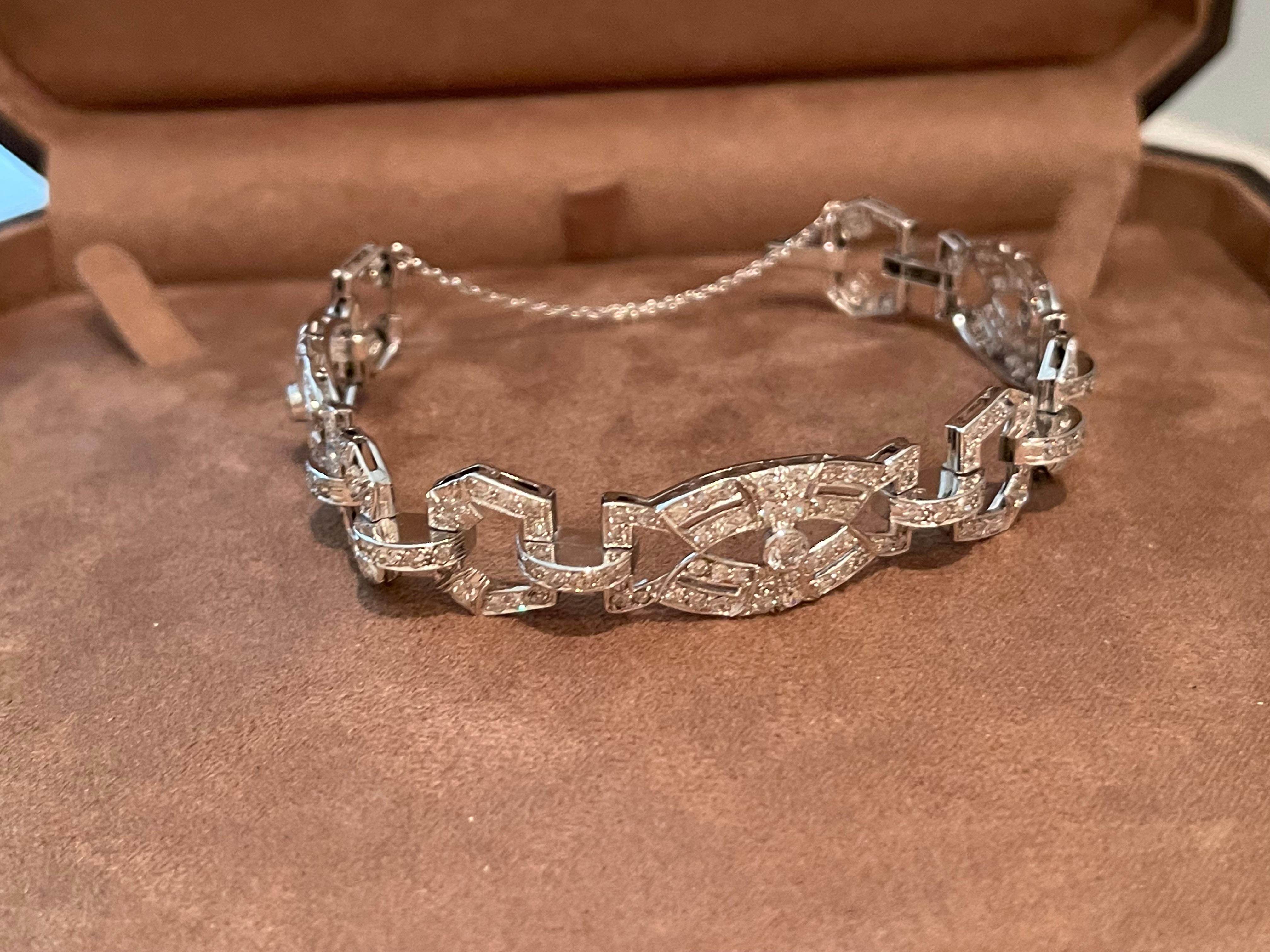 Bracelet Art déco en platine avec diamants, 1920 Bon état - En vente à Zurich, Zollstrasse