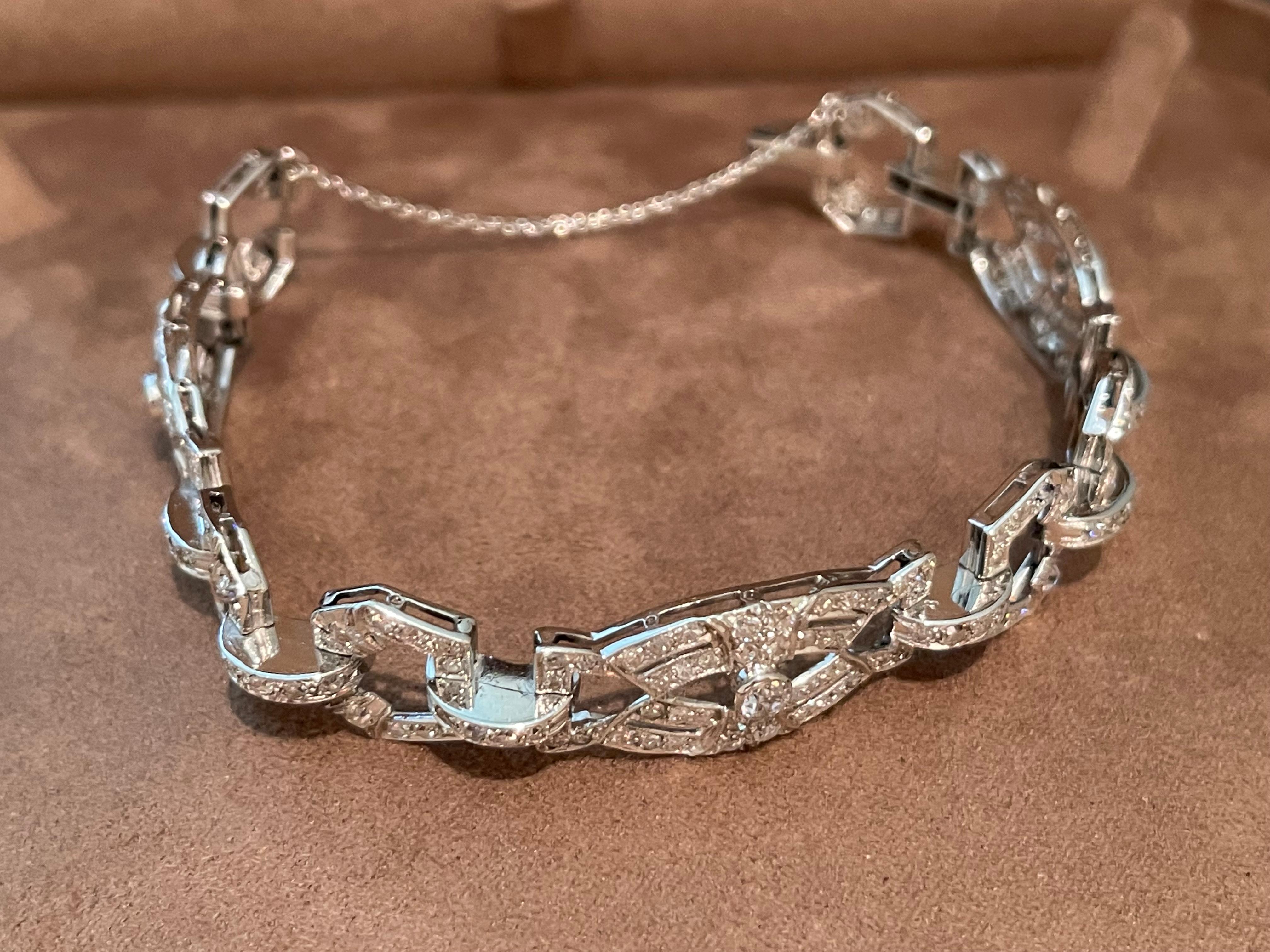 Bracelet Art déco en platine avec diamants, 1920 Pour femmes en vente