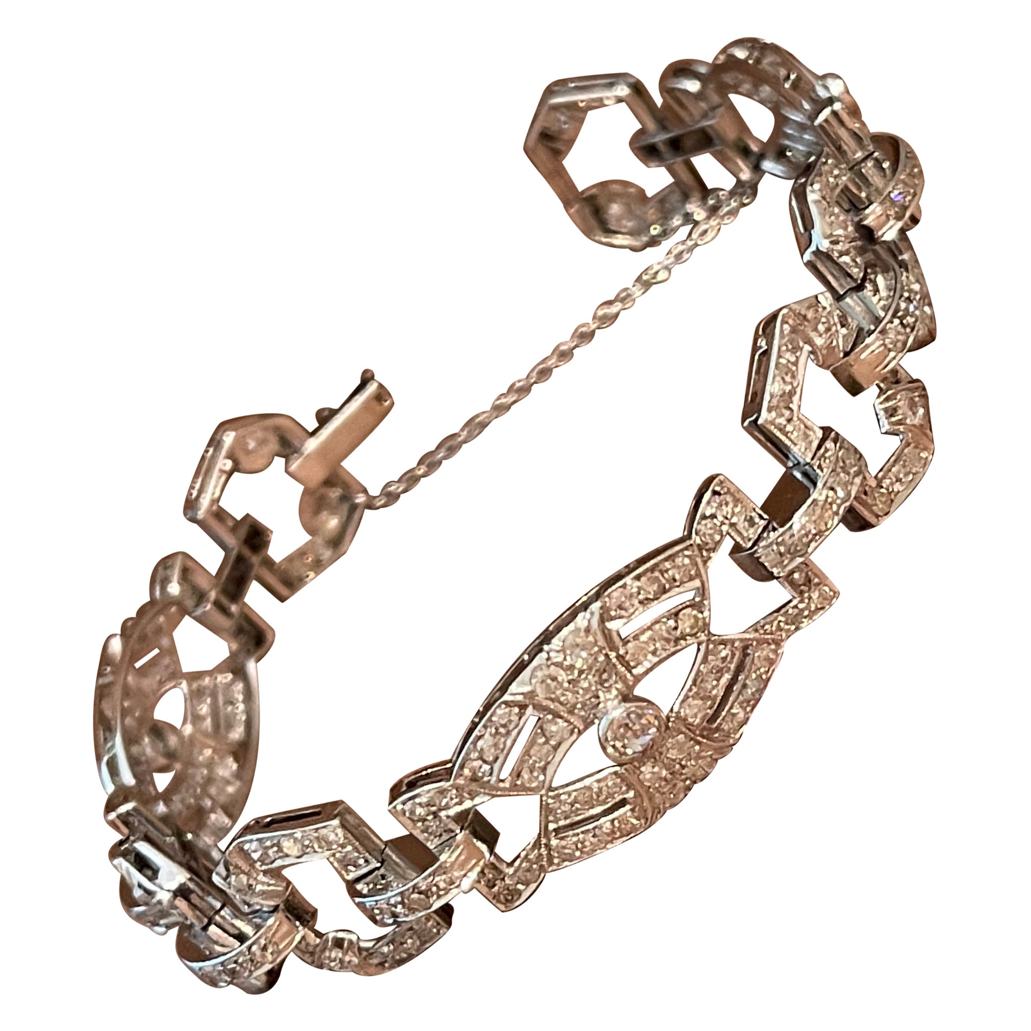 1920 Bracciale di platino Art Déco con diamanti in vendita