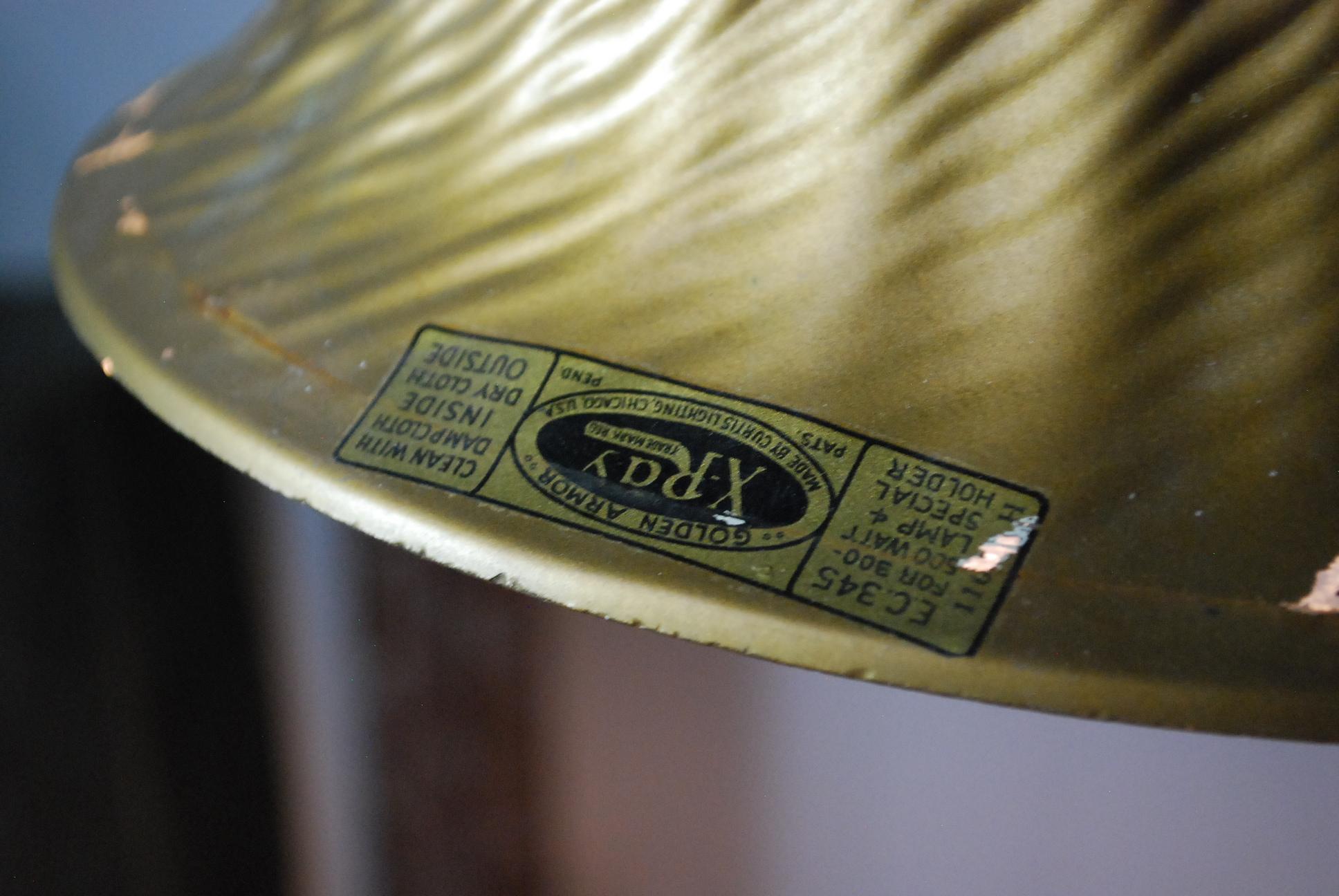 Industrial 1920 Rare Mercury Xray Shade Golden Pendant Light