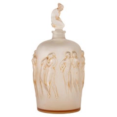 1920 Rene Lalique 12 Douze Figurines Bouchon Figurine Vase Glass & Sepia Patina