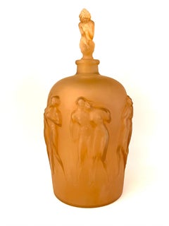 1920 Rene Lalique 12 Figurines avec Bouchon Figurine Vase Glass & Sepia Patina