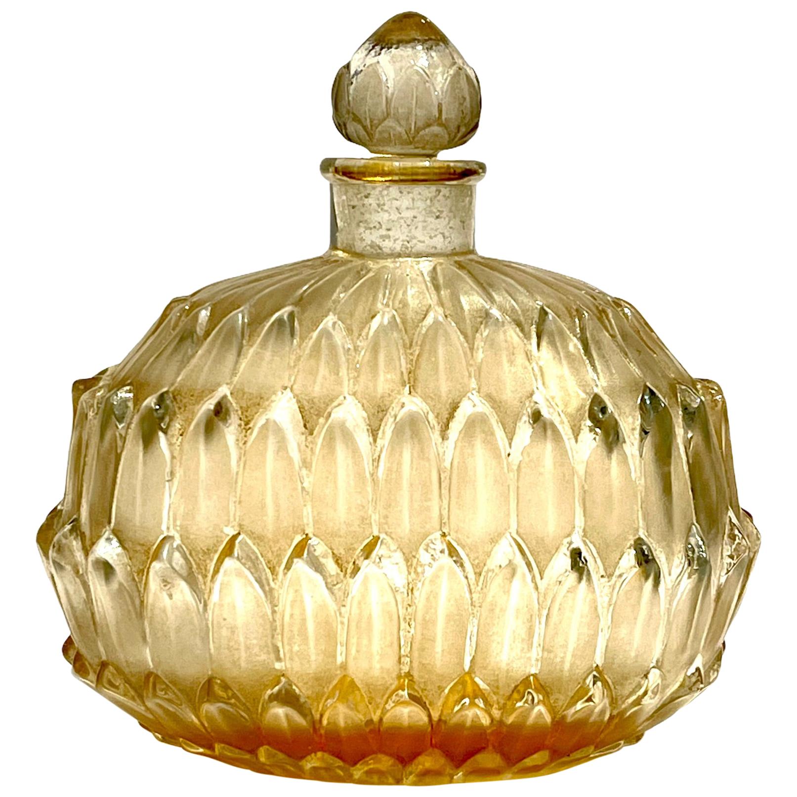 1920 Rene Lalique Lacdor Perfume Bottle for Lubin Clear and Frosted Glass at 1stDibs