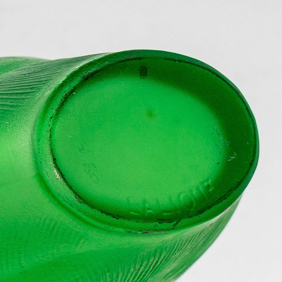 Molded 1920 René Lalique Amphitrite Perfume Bottle Emerald Green Glass