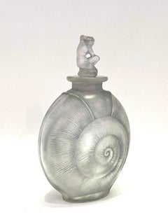 1920 Rene Lalique Amphitrite Perfume Bottle Frosted Glass with Grey Patina